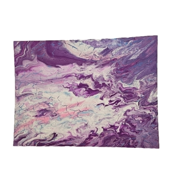 Hand Crafted original fluid art upcycled stretch canvas purple abstract decor - Picture 3 of 10